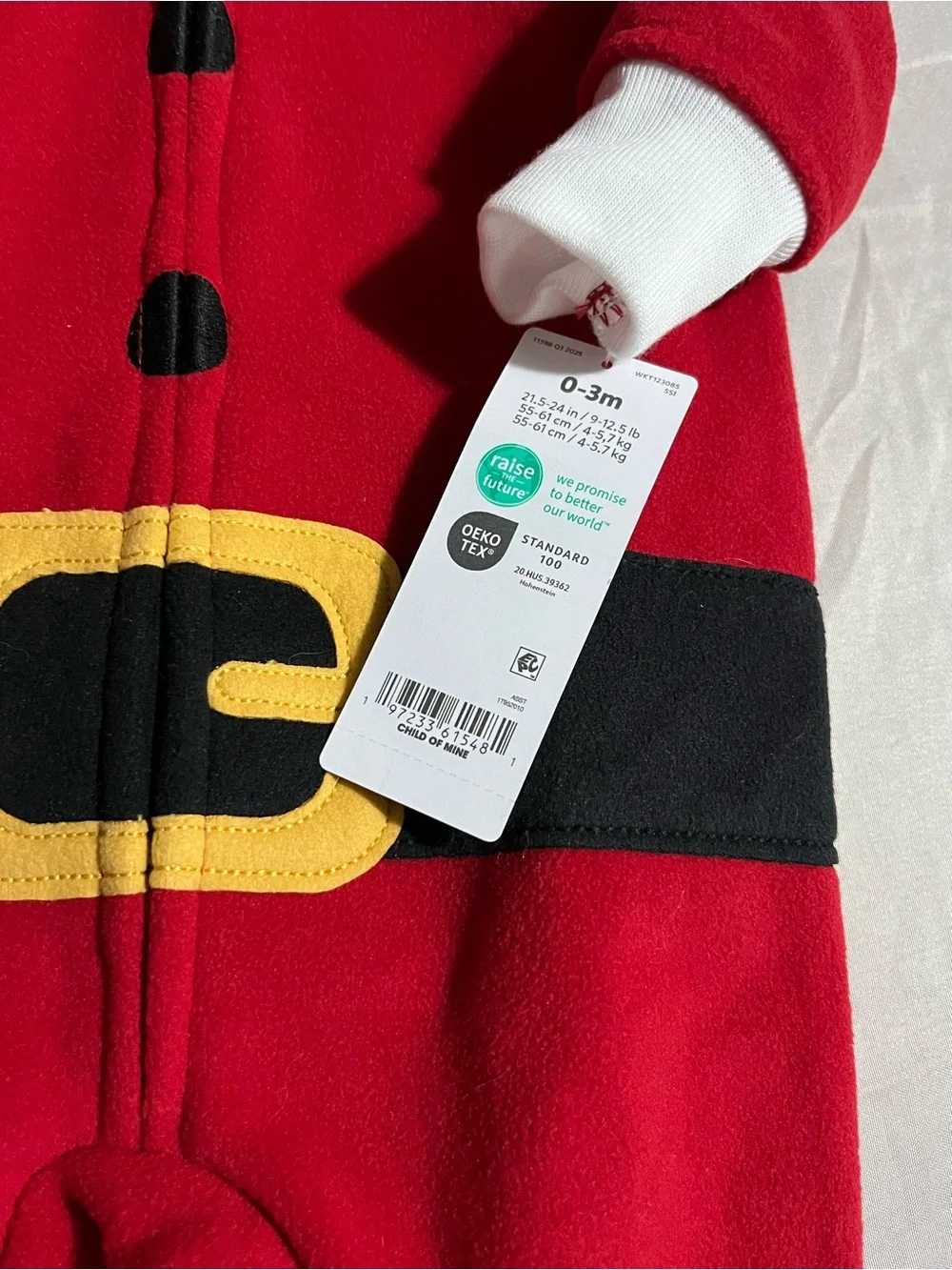 Carter's Red Santa-Style Hooded Infant One-Piece Size 0-3 Months New with Tags